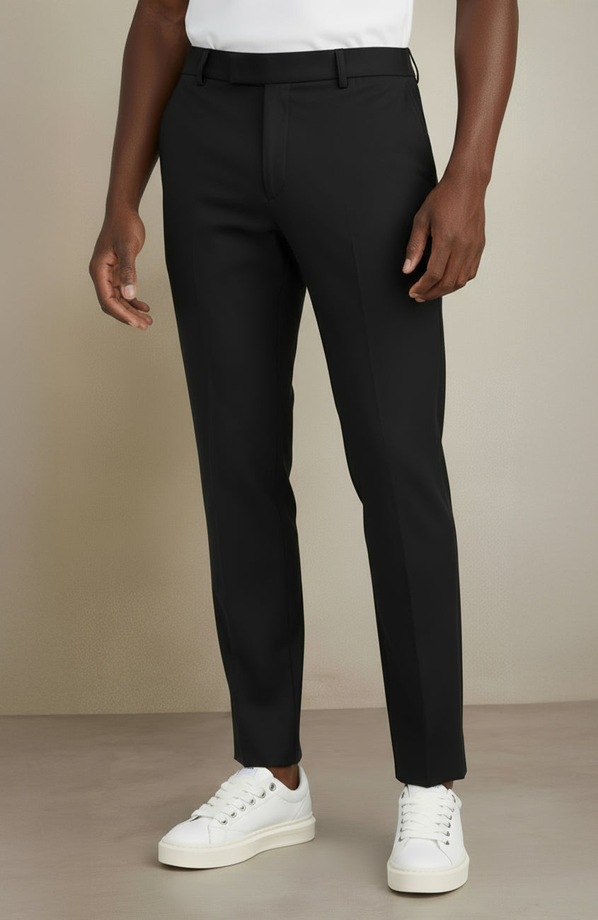 Aster Tailored Stretch Slim Leg Trousers in Black