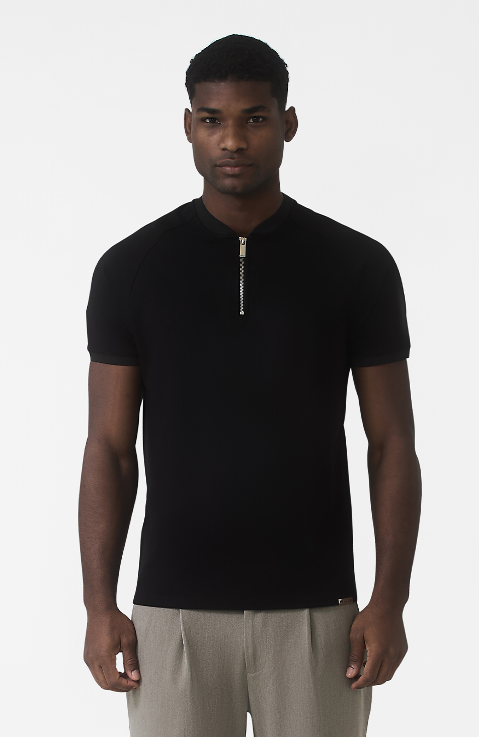 Signature Zip Tee in Black