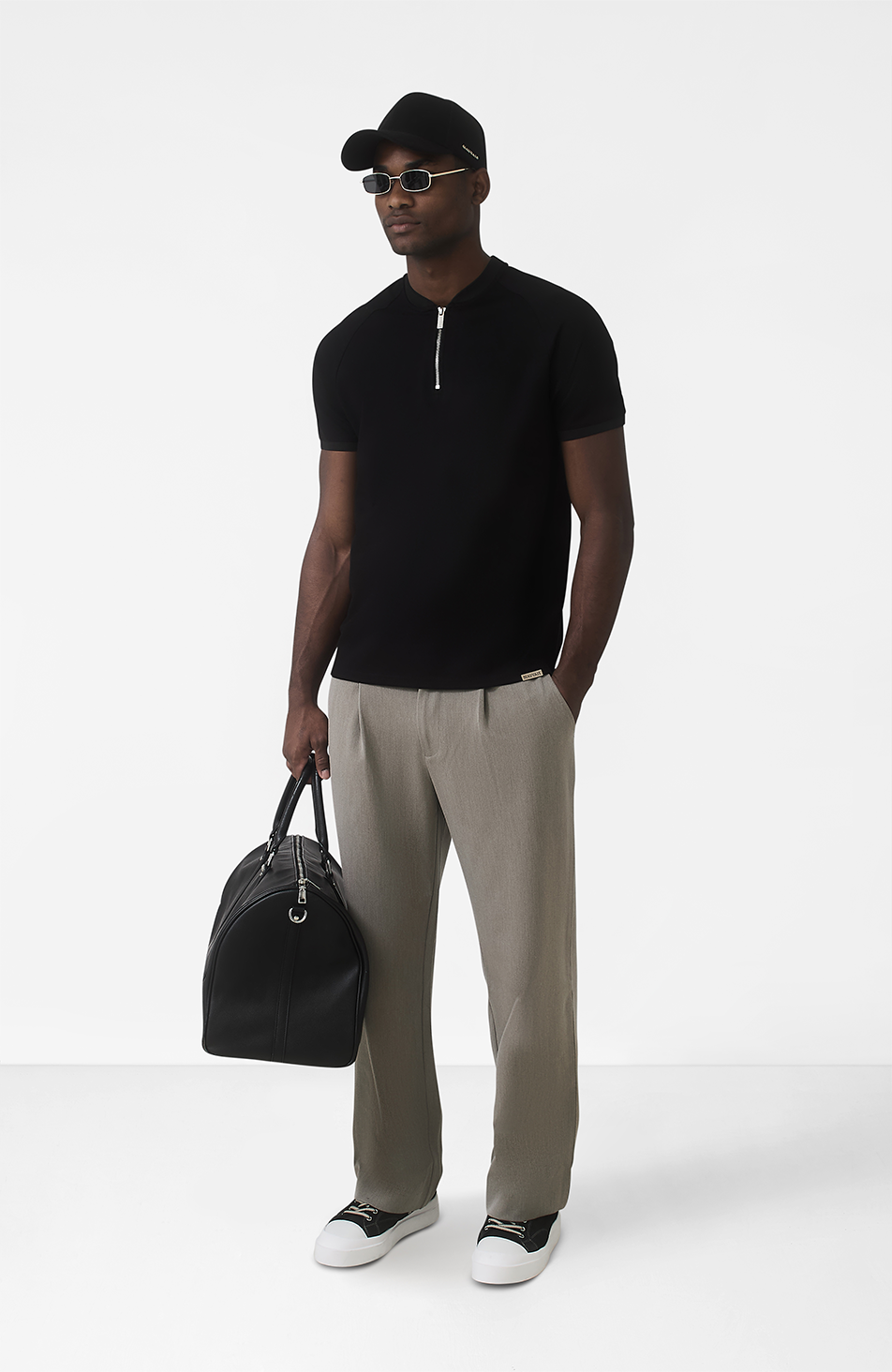 Signature Zip Tee in Black