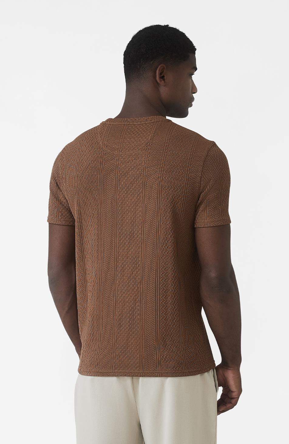 Cedro Slim Textured Tee in Caramel