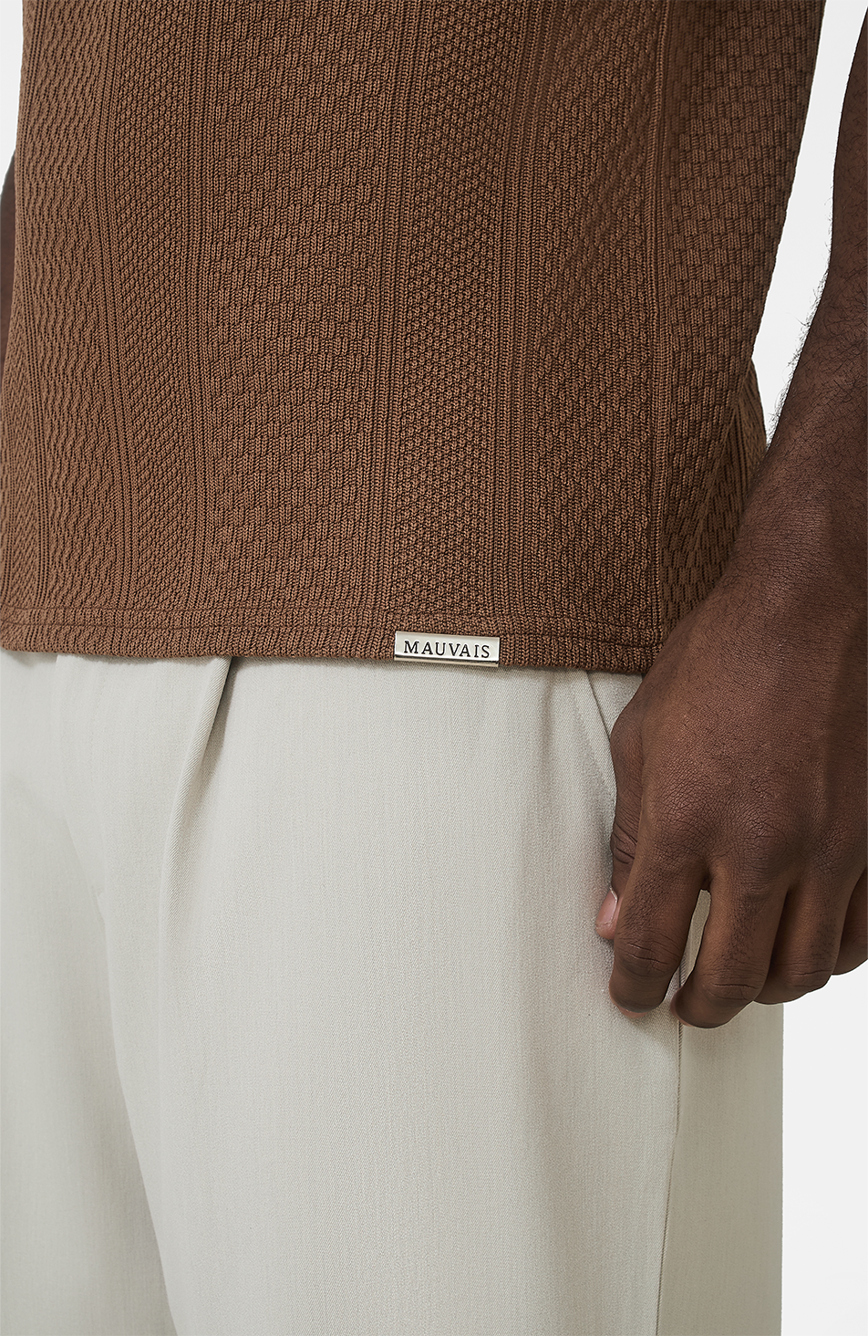 Cedro Slim Textured Tee in Caramel