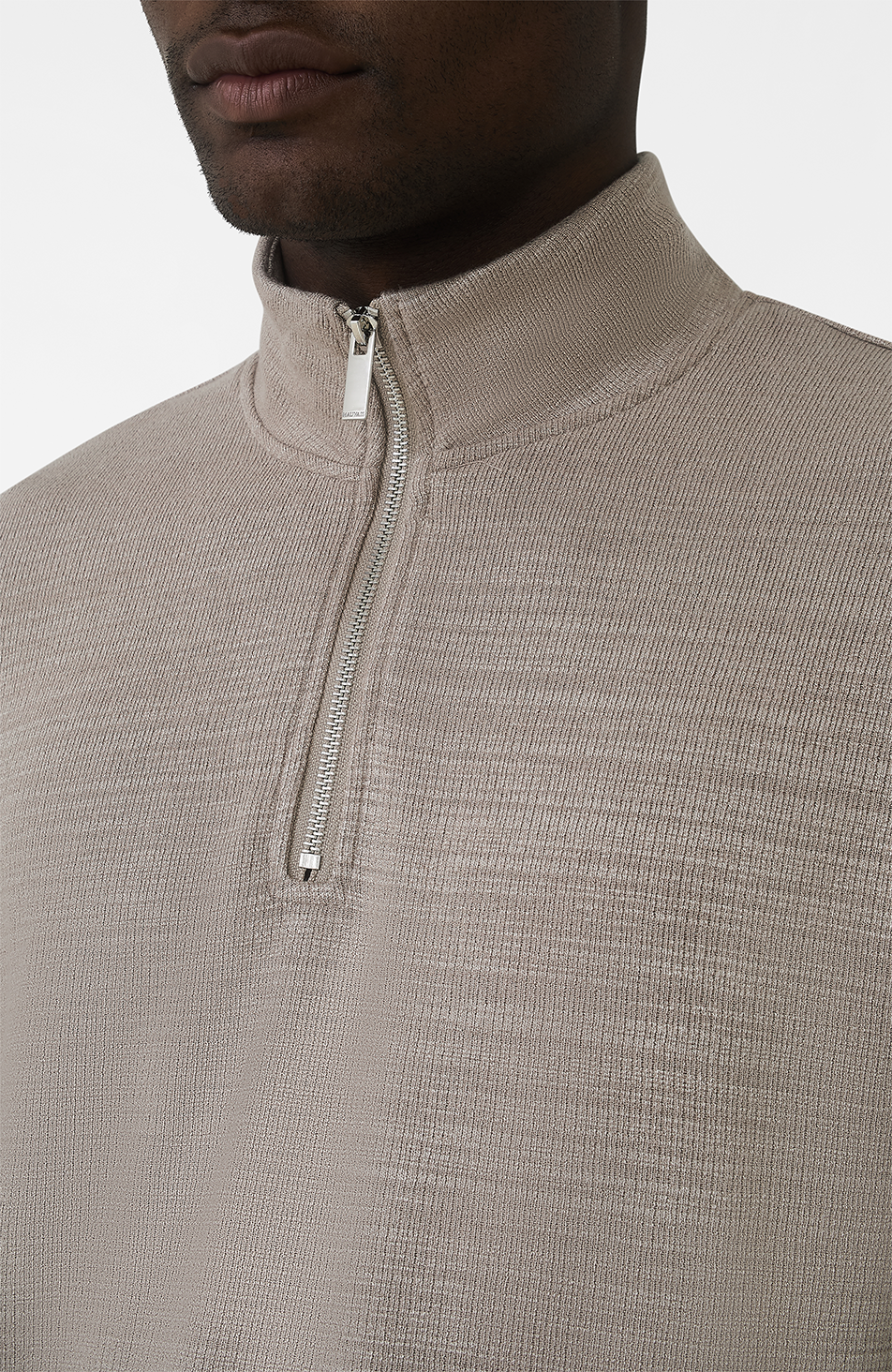 Leandre Regular Premium Textured Quarter Zip in Taupe