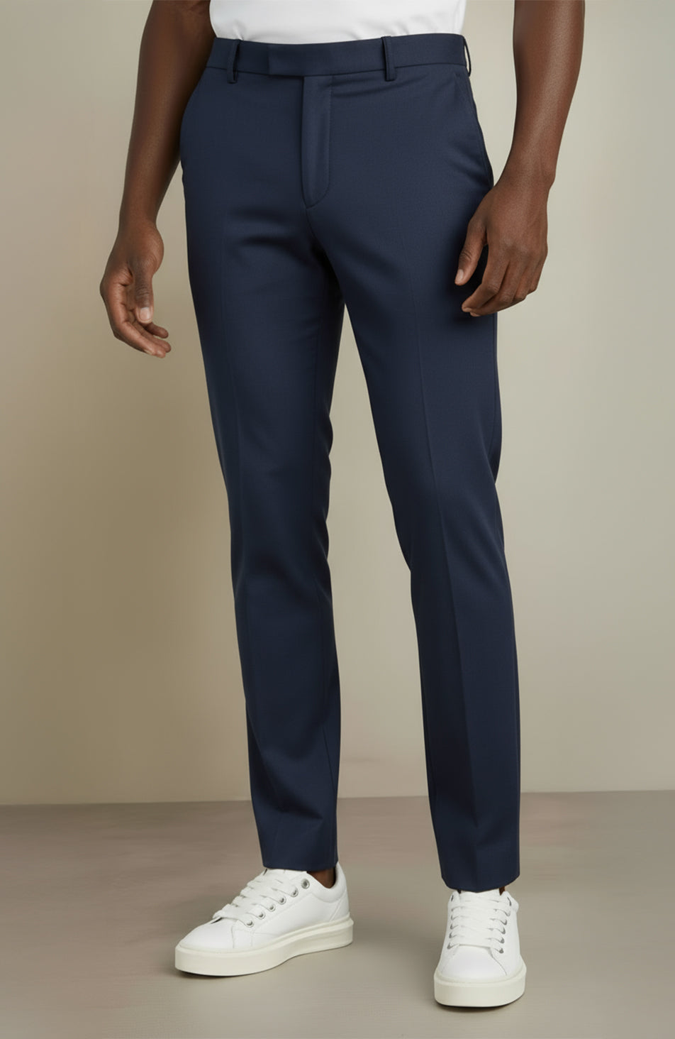 Aster Tailored Stretch Slim Leg Trousers in Navy
