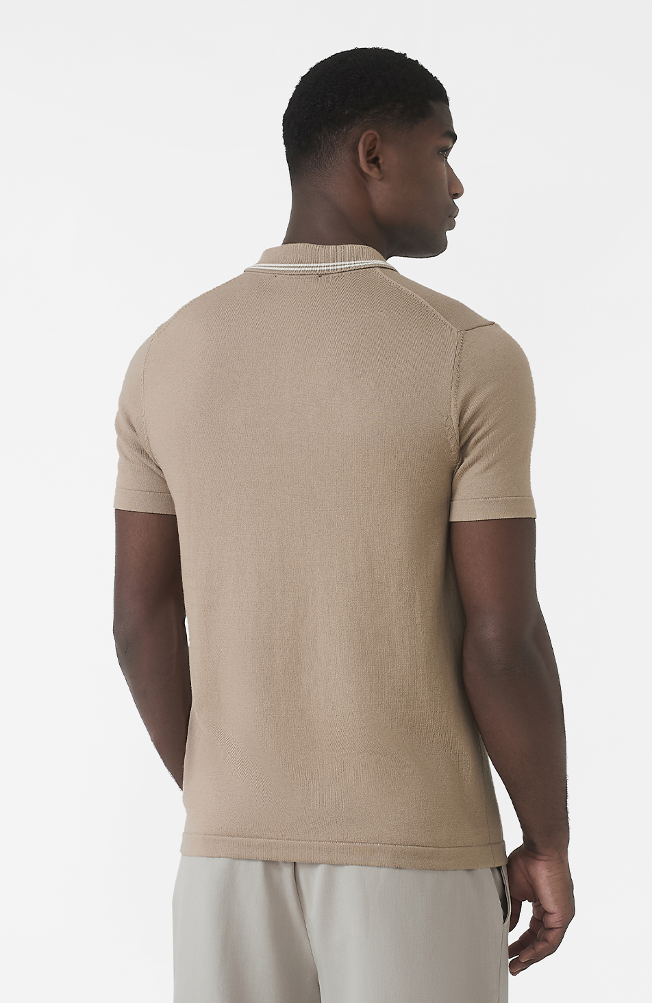 Newbury Slim Zip Knit Polo in Taupe