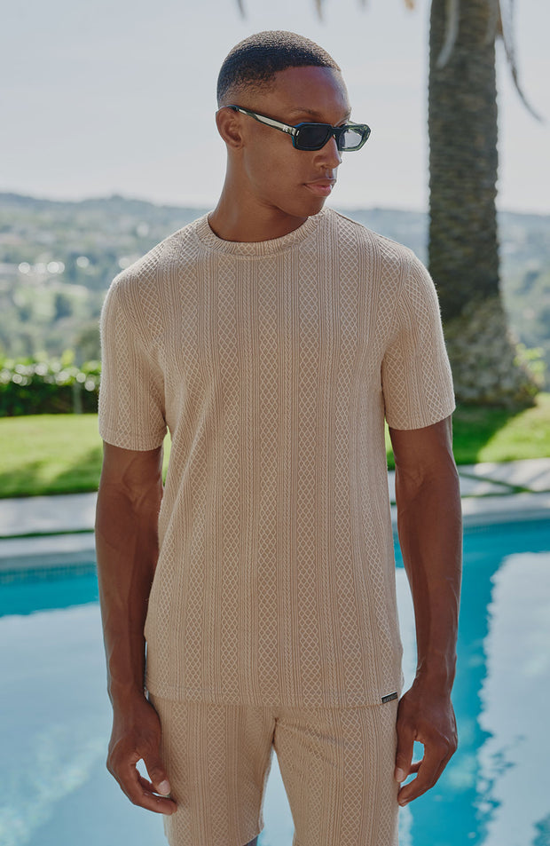 Tanami Textured Stretch Slim Tee in Beige