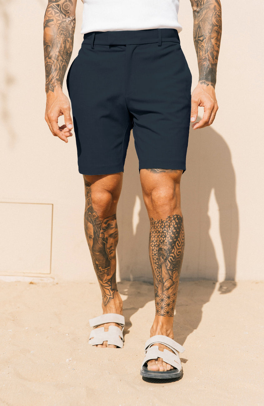Aster Tailored Stretch Fit Short in Navy