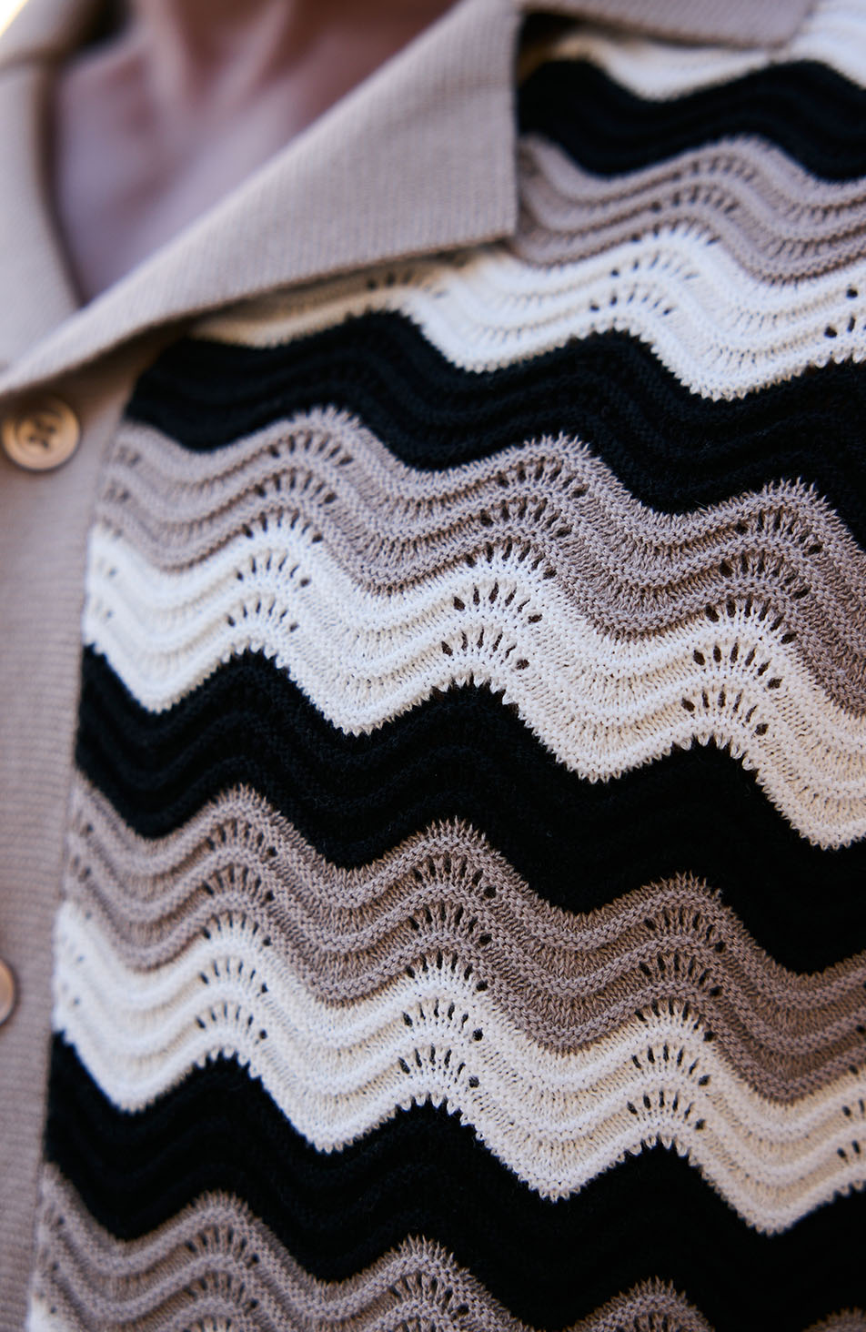 Aruba Textured Relaxed Fit Knitted Shirt in Taupe