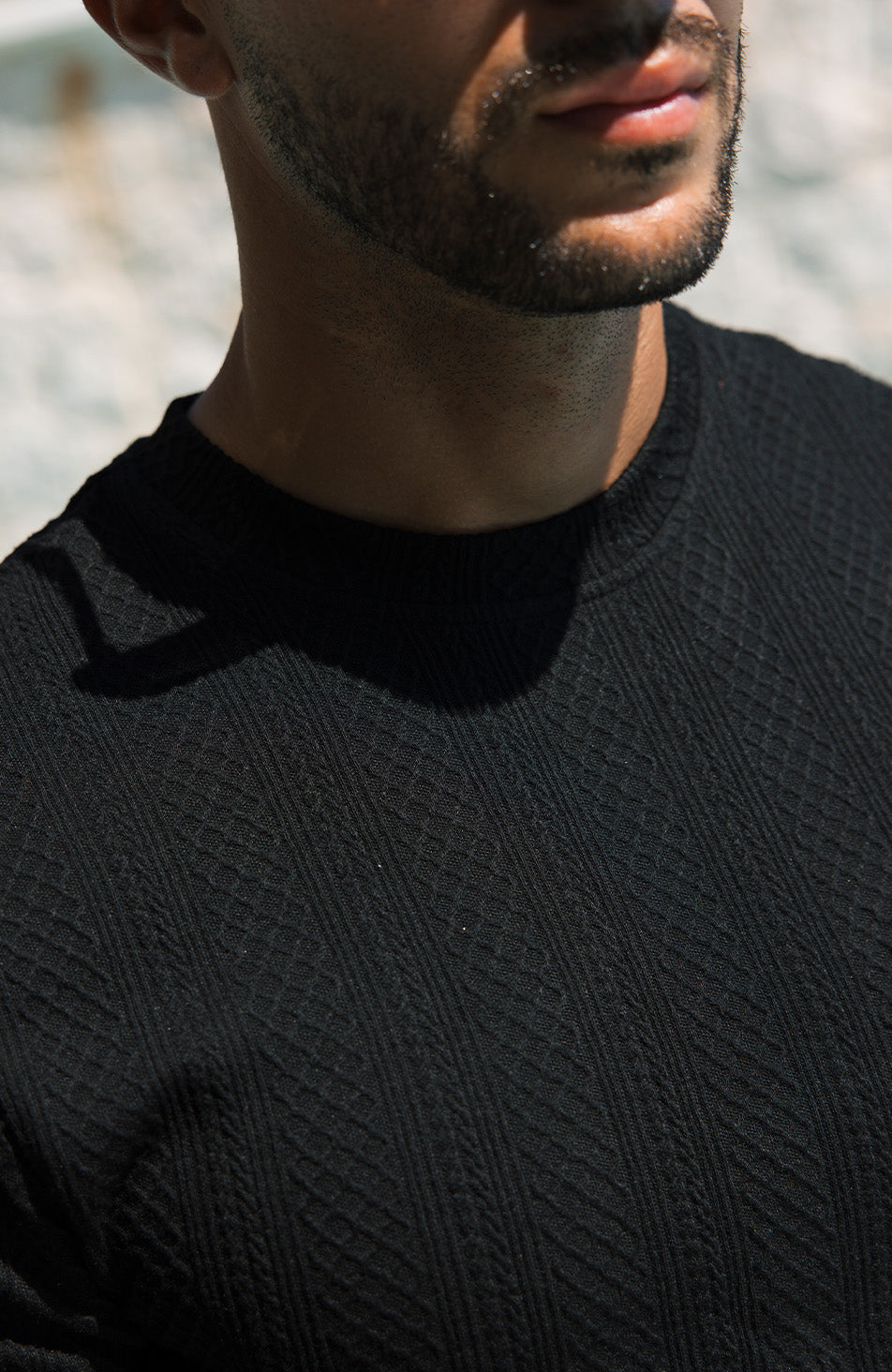 Tanami Textured Stretch Slim Tee in Black