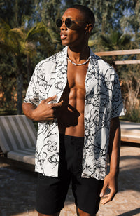 Bora Relaxed Fit Dove Shirt in Black and White