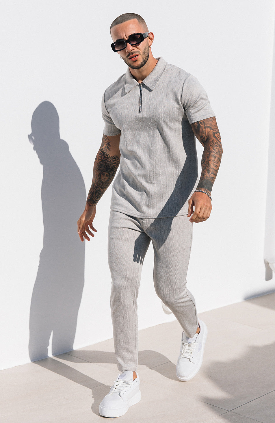 Zig Zag Premium Trousers in Ice Grey