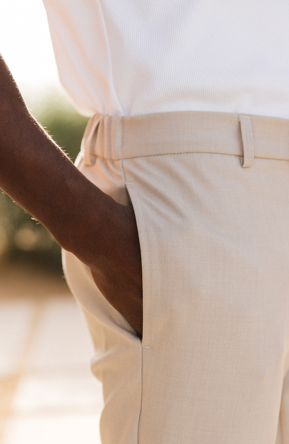 Aster Tailored Stretch Slim Leg Trousers in Beige