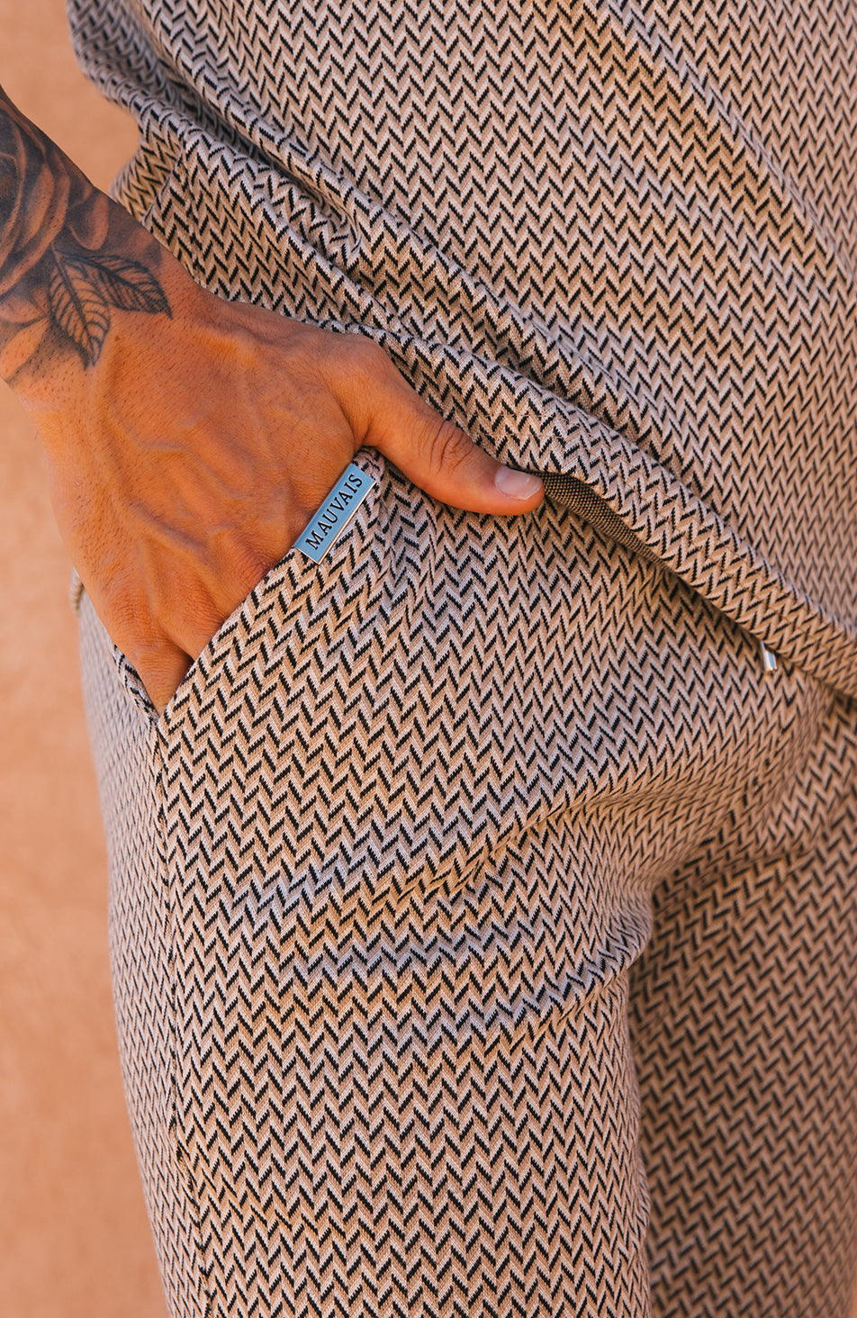 Geo Knit Shorts in Beige