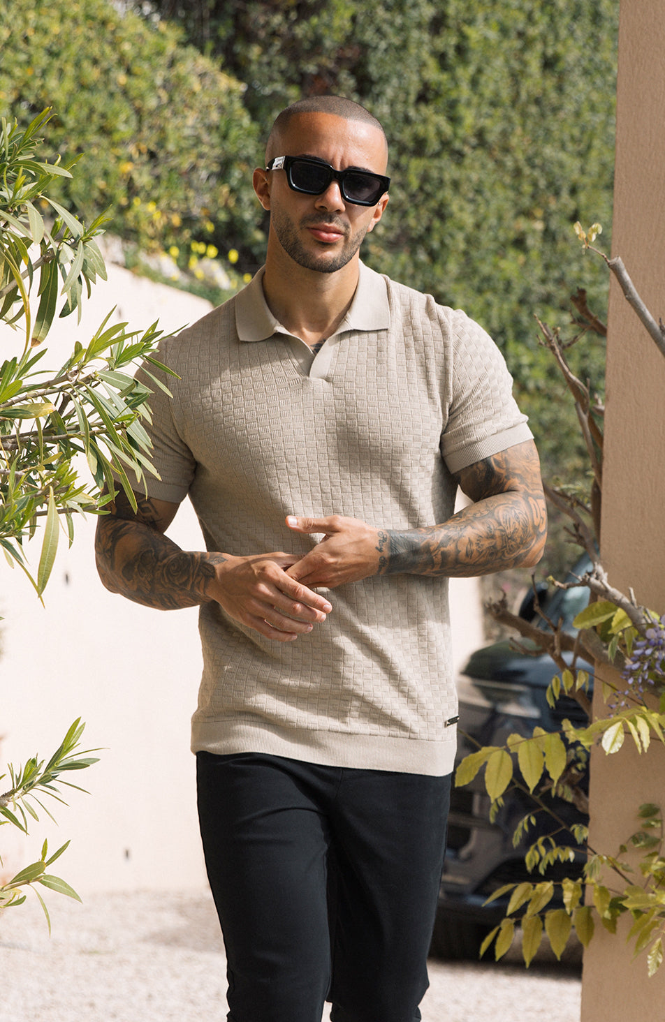 Nerano Knit Polo in Taupe