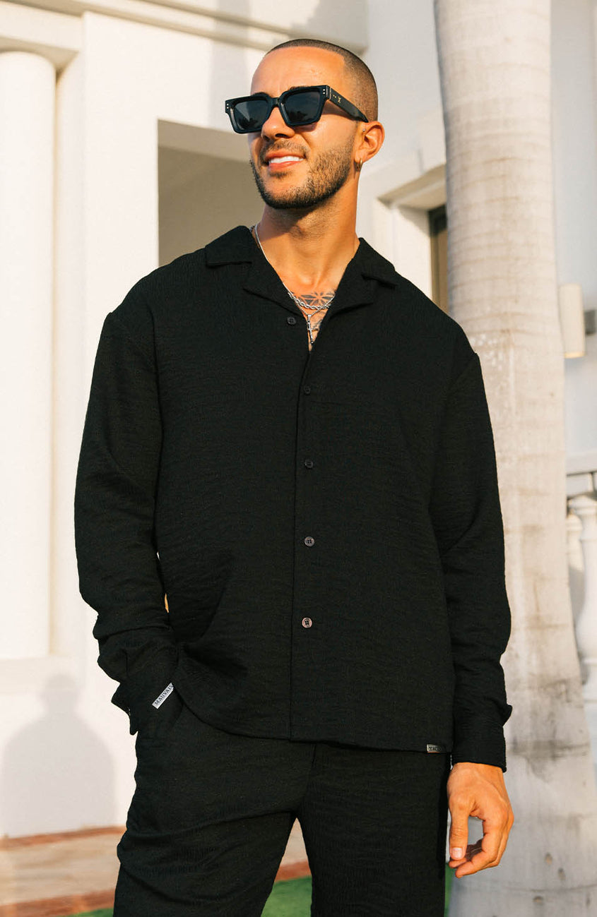 Fiorano Long Sleeve Oversized Shirt in Black