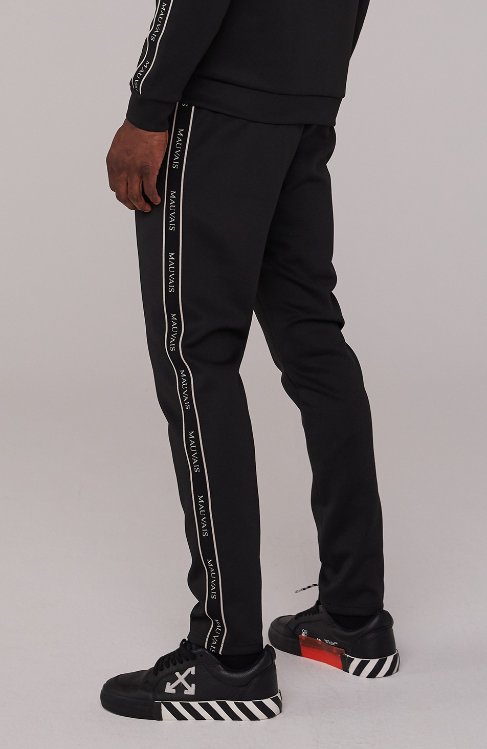 Logo Taped Pants in Black and Gold