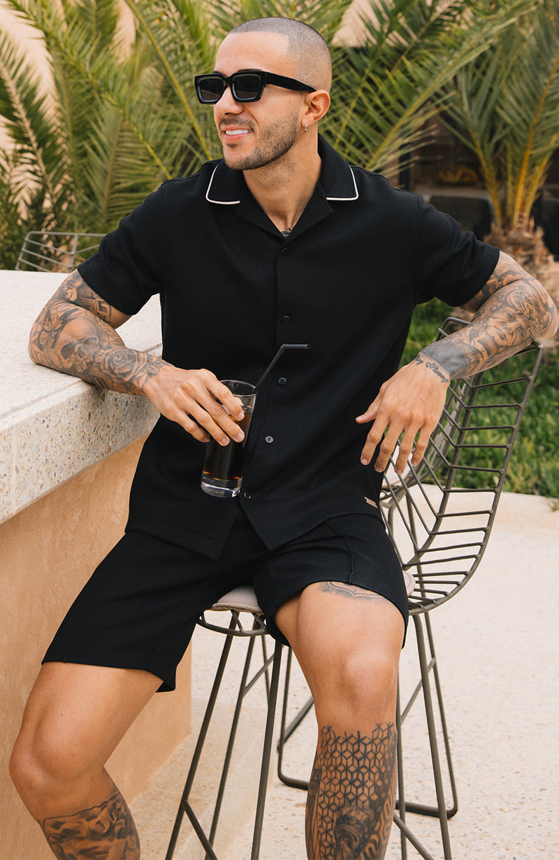 Lowell Luxe Piping Shirt in Black