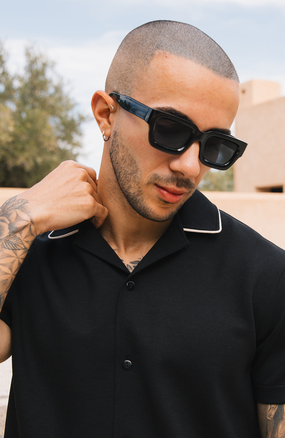Lowell Luxe Piping Shirt in Black