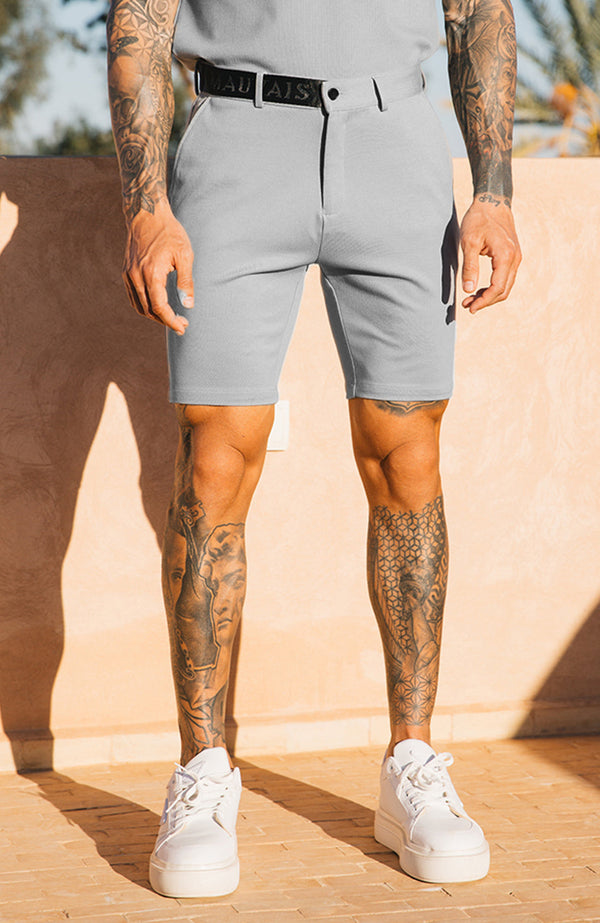 Signature Shorts with Half Belt in Ice Blue