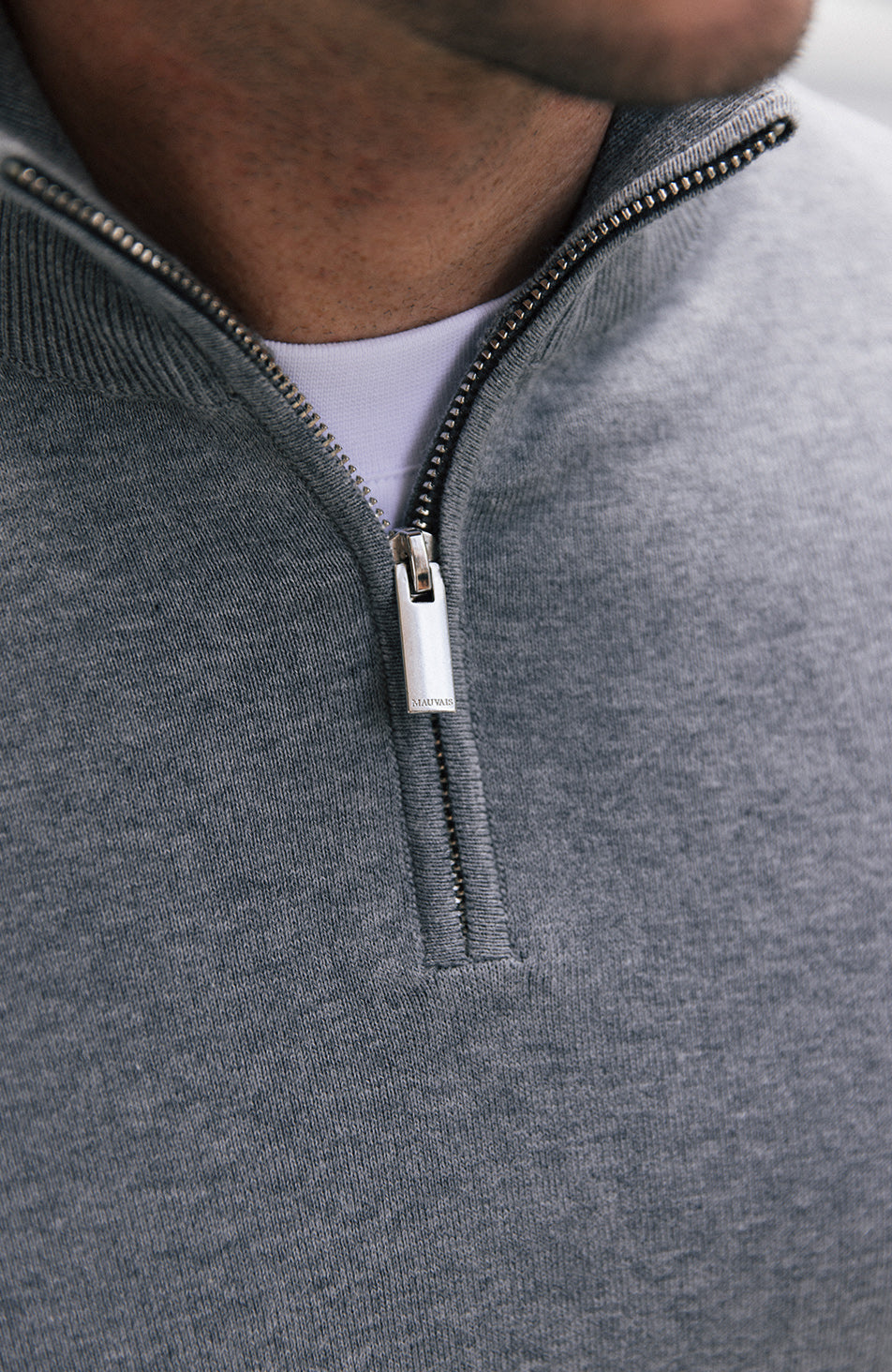 Canarsie Slim Knit Zip Jumper in Grey