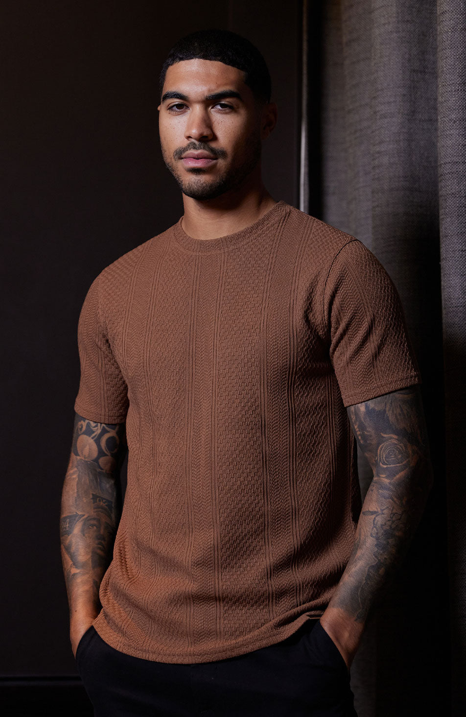 Model is 6'2, Chest 40in and wearing size Medium