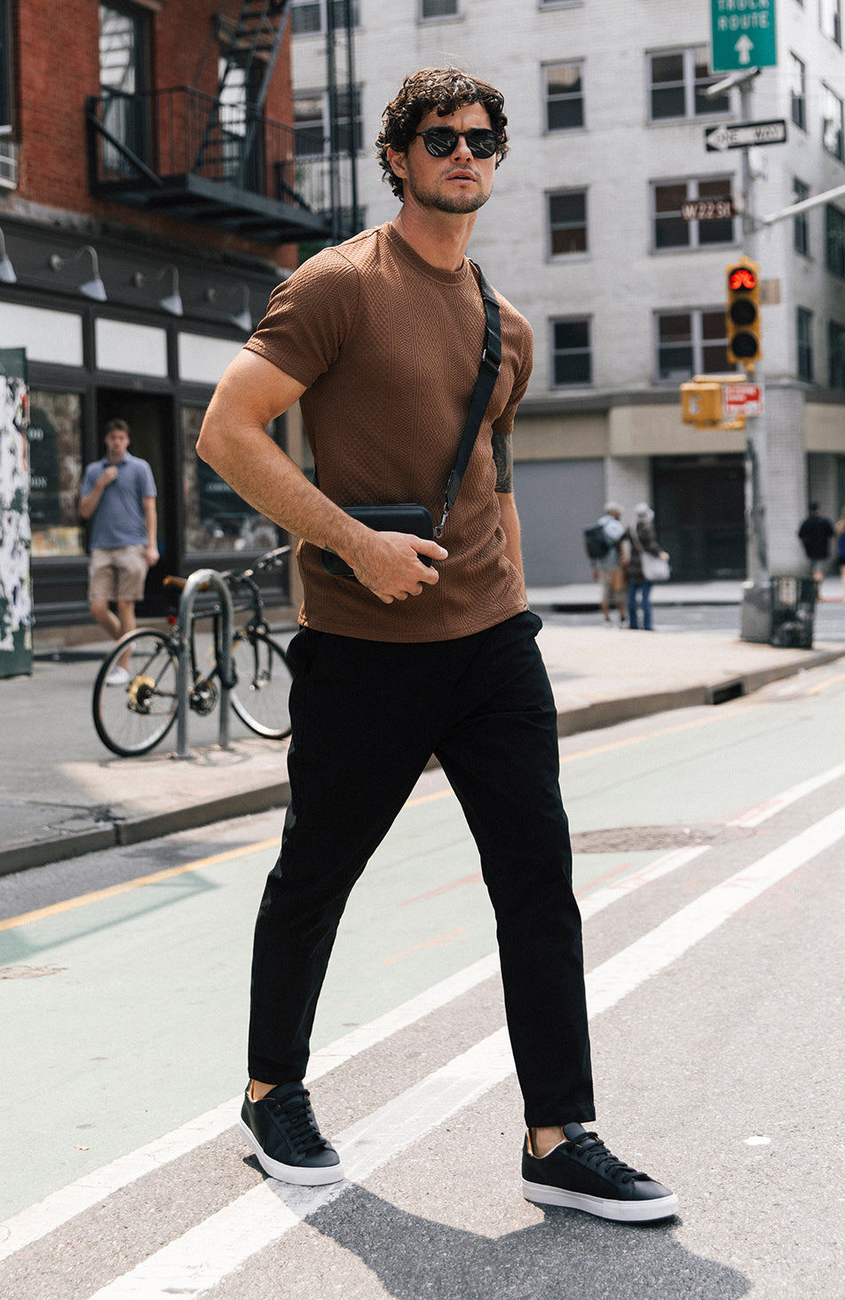 Cedro Slim Knit Tee in Caramel