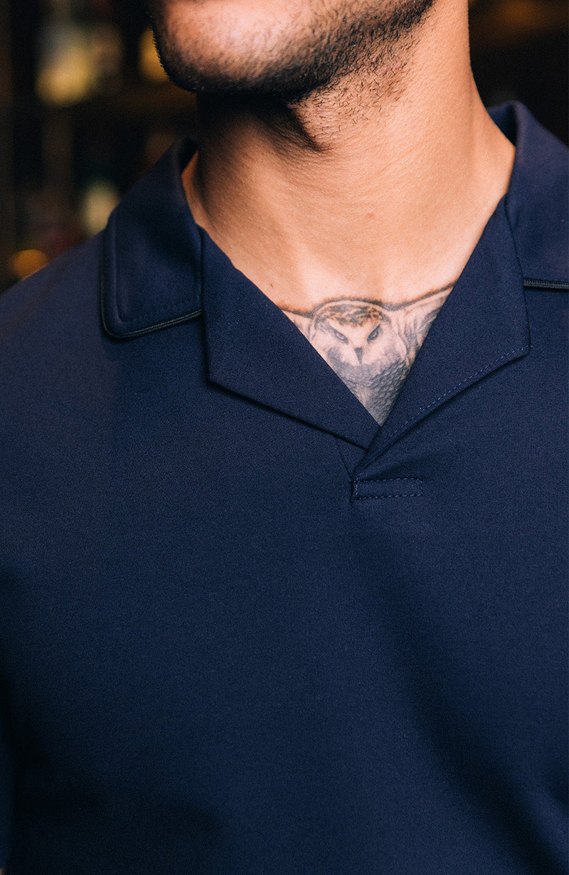 Luxe Piping Revere Polo in Navy