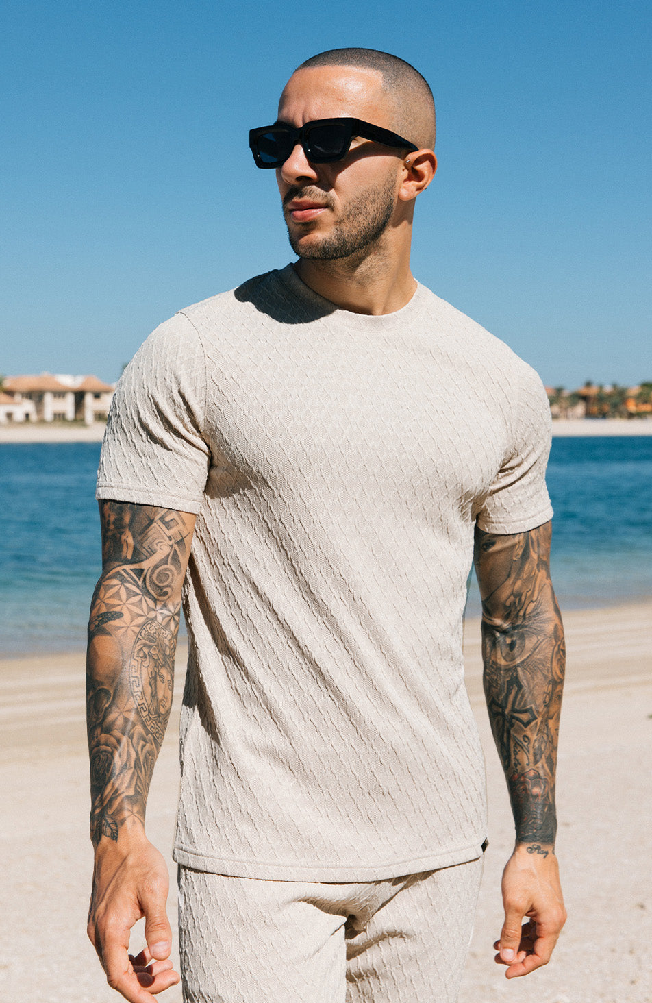 Cannes Knit Tee in Beige