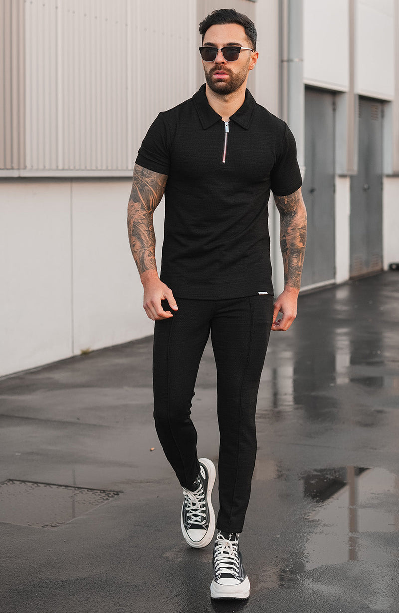 Premium Textured Pants in Black – MAUVAIS