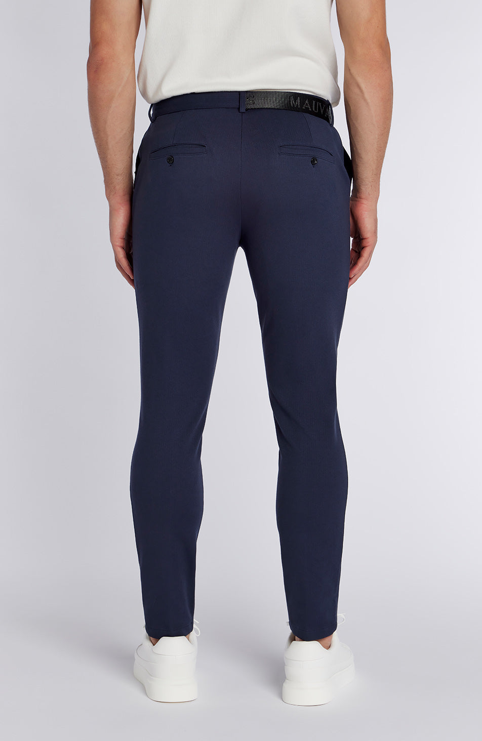 Signature Half Belt Trousers in Navy