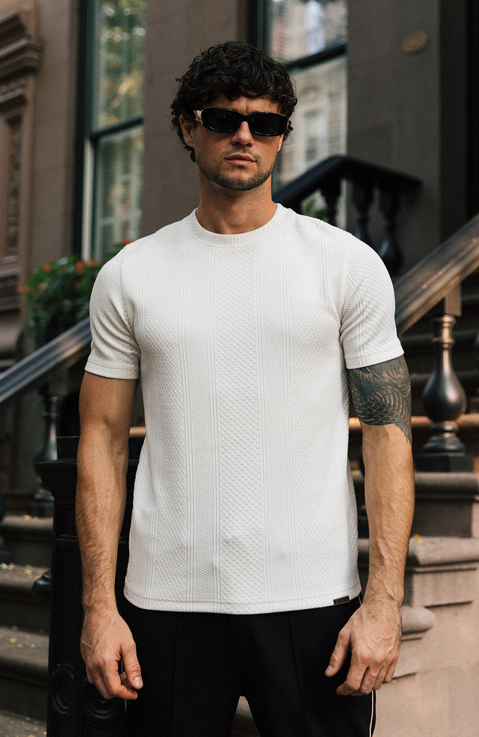 Cedro Slim Knit Tee in White