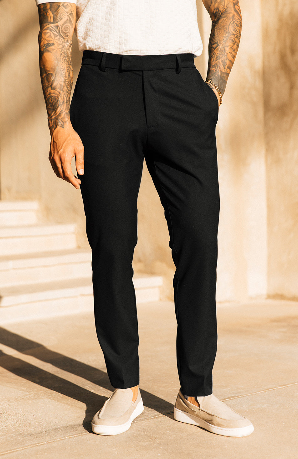 Aster Tailored Stretch Slim Leg Trousers in Black
