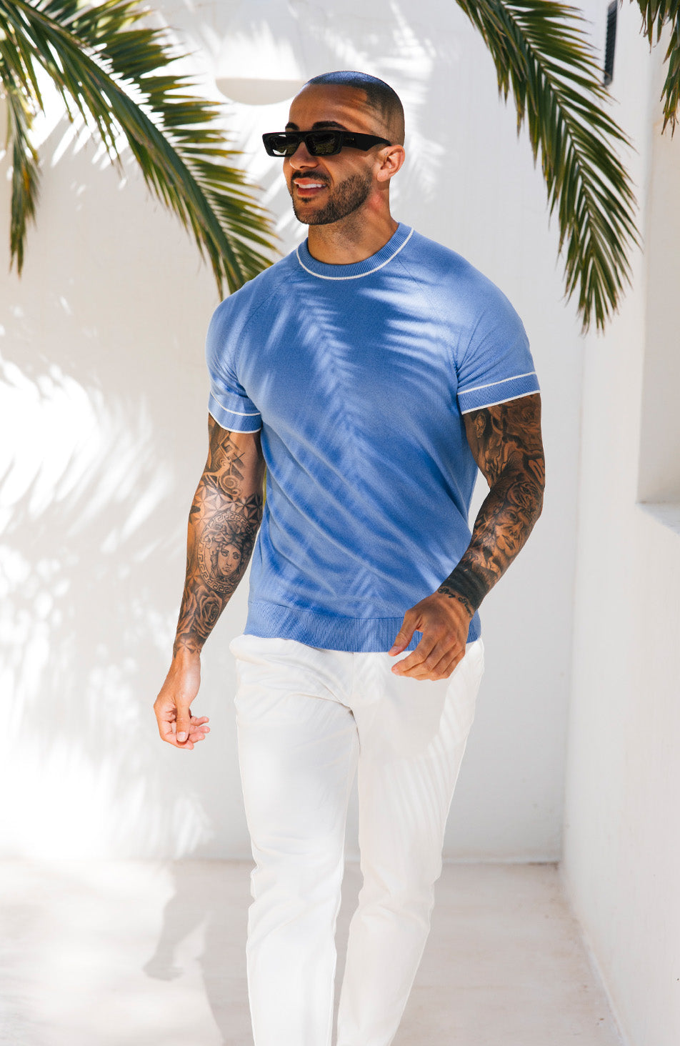 Franco Slim Knit Tee in Blue