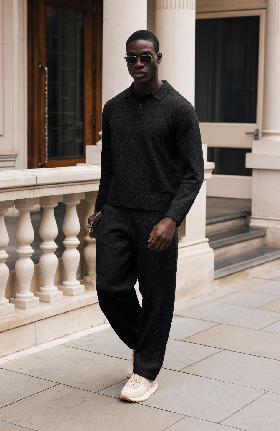 Montreux Knit Button Up Jumper in Black