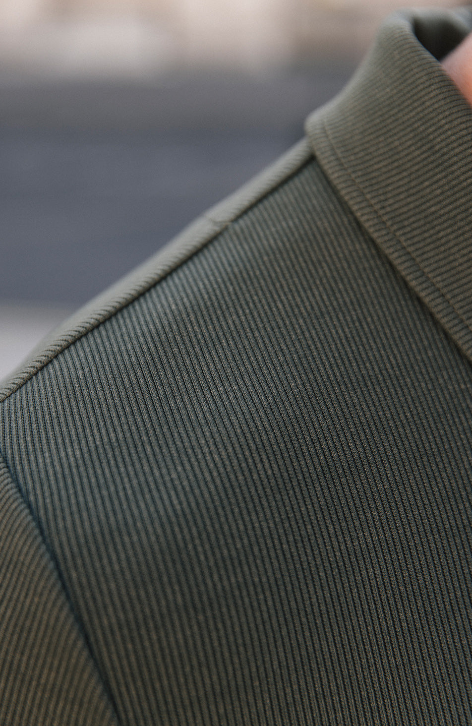 Rivoli Premium Rib Long Sleeve Zip Polo in Khaki – MAUVAIS