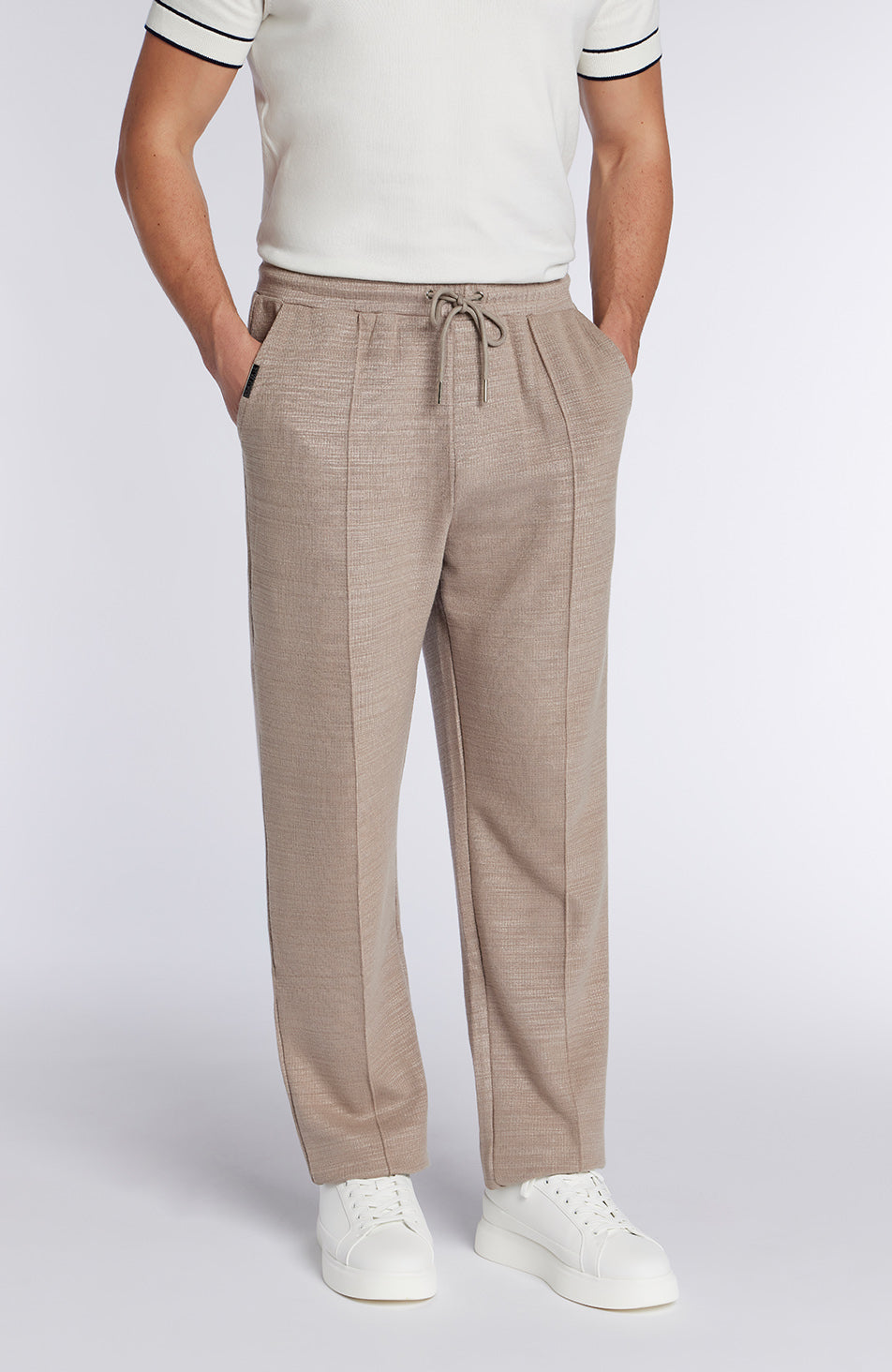 Leandre Straight Leg Premium Textured Jogger in Taupe