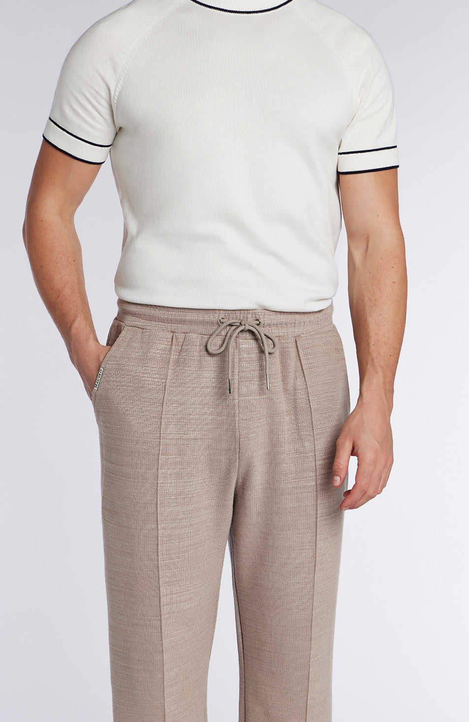 Leandre Straight Leg Premium Textured Jogger in Taupe