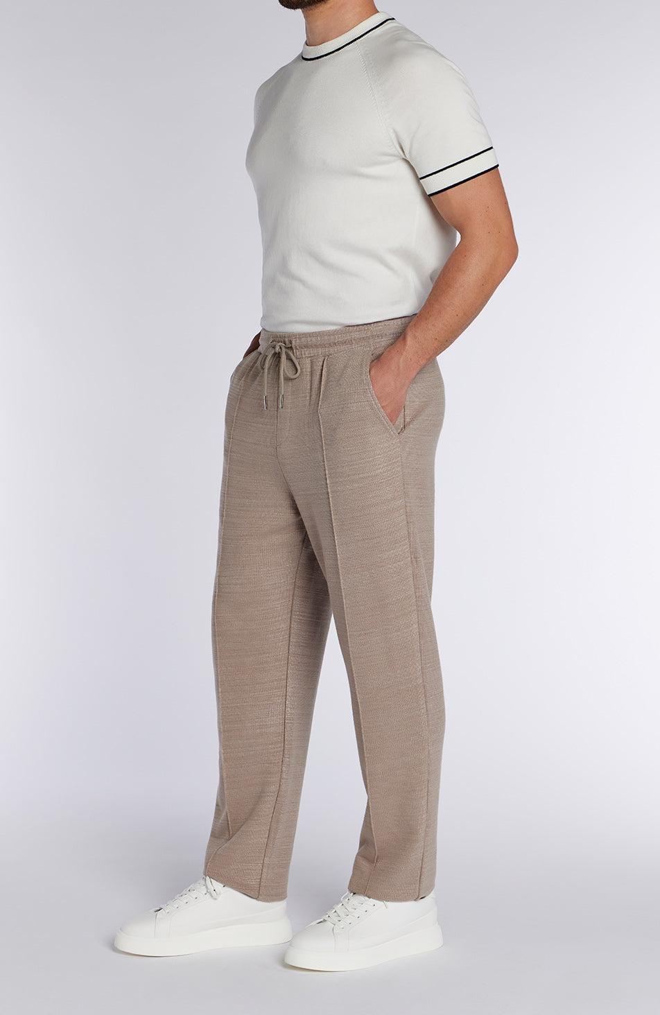 Leandre Straight Leg Premium Textured Jogger in Taupe