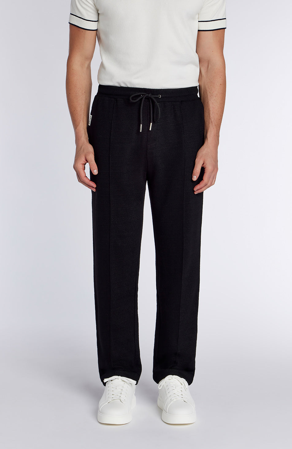 Leandre Straight Leg Premium Textured Jogger in Black