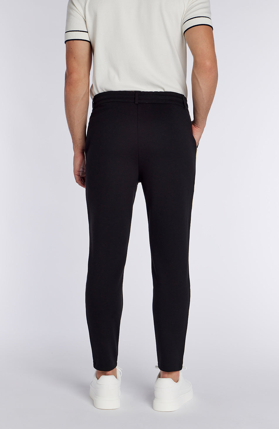 Lowell Slim Piping Trousers in Black