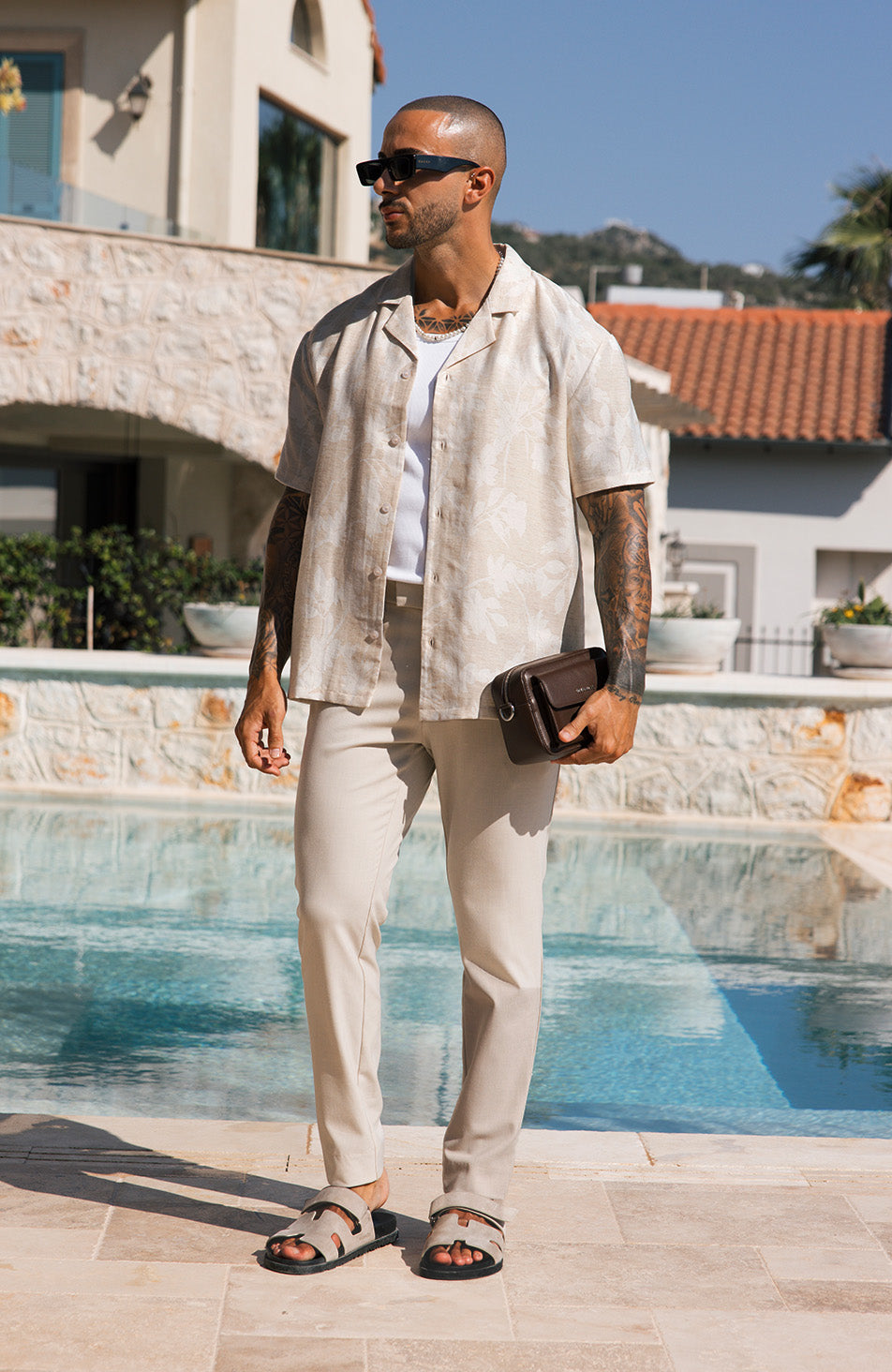 Kandima Relaxed Fit Linen Blend Floral Shirt in Cream