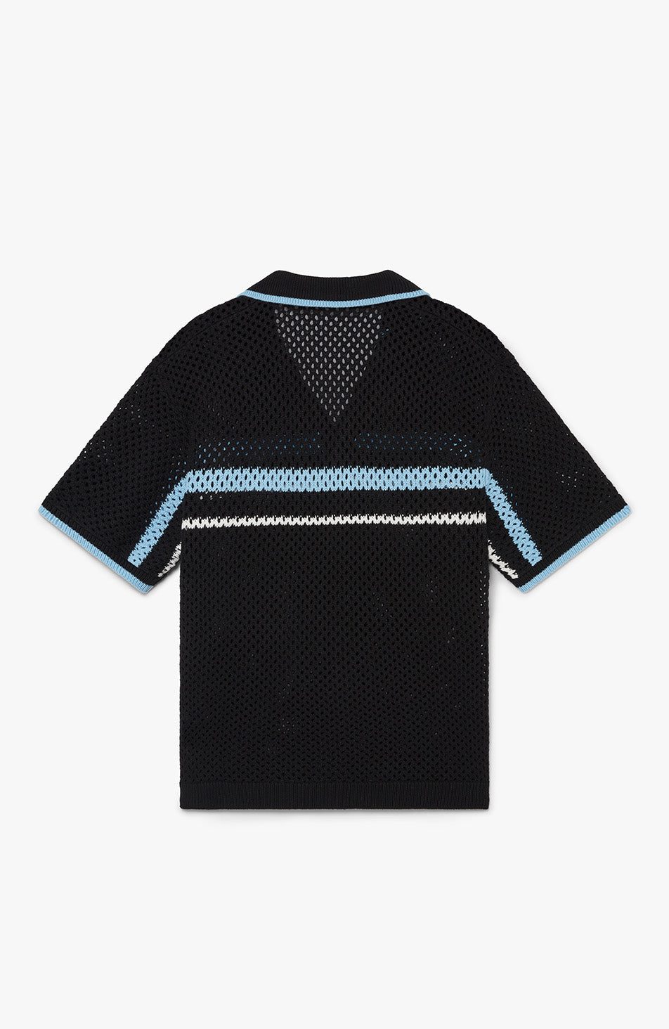 Malibu Cotton Short Sleeve Crochet Shirt in Black