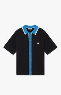 Marmont Pointelle Knitted Short Sleeve Shirt in Black