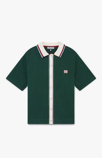 Marmont Pointelle Knitted Short Sleeve Shirt in Green