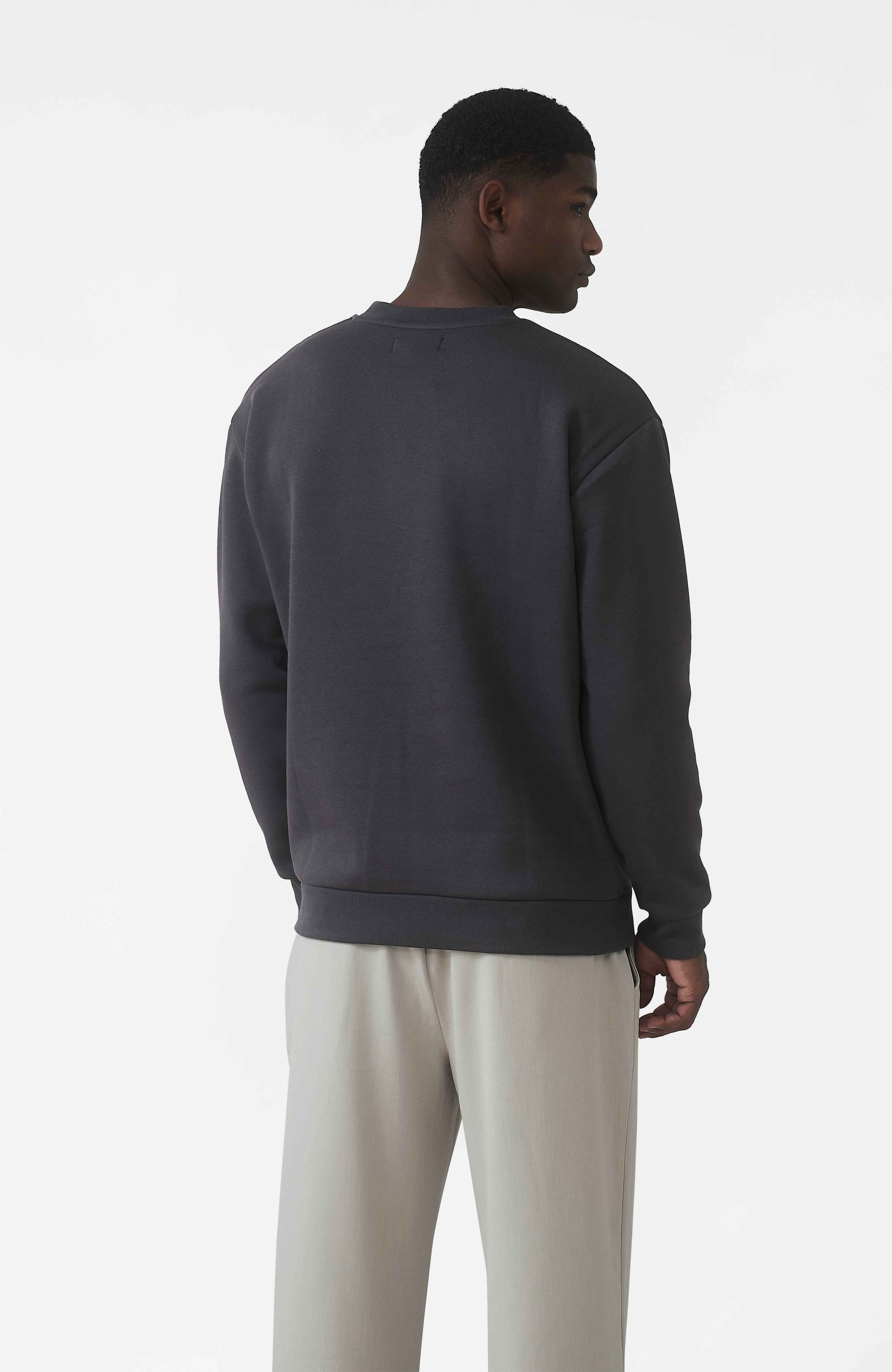 Ricamo Regular Logo Crew Sweatshirt in Slate