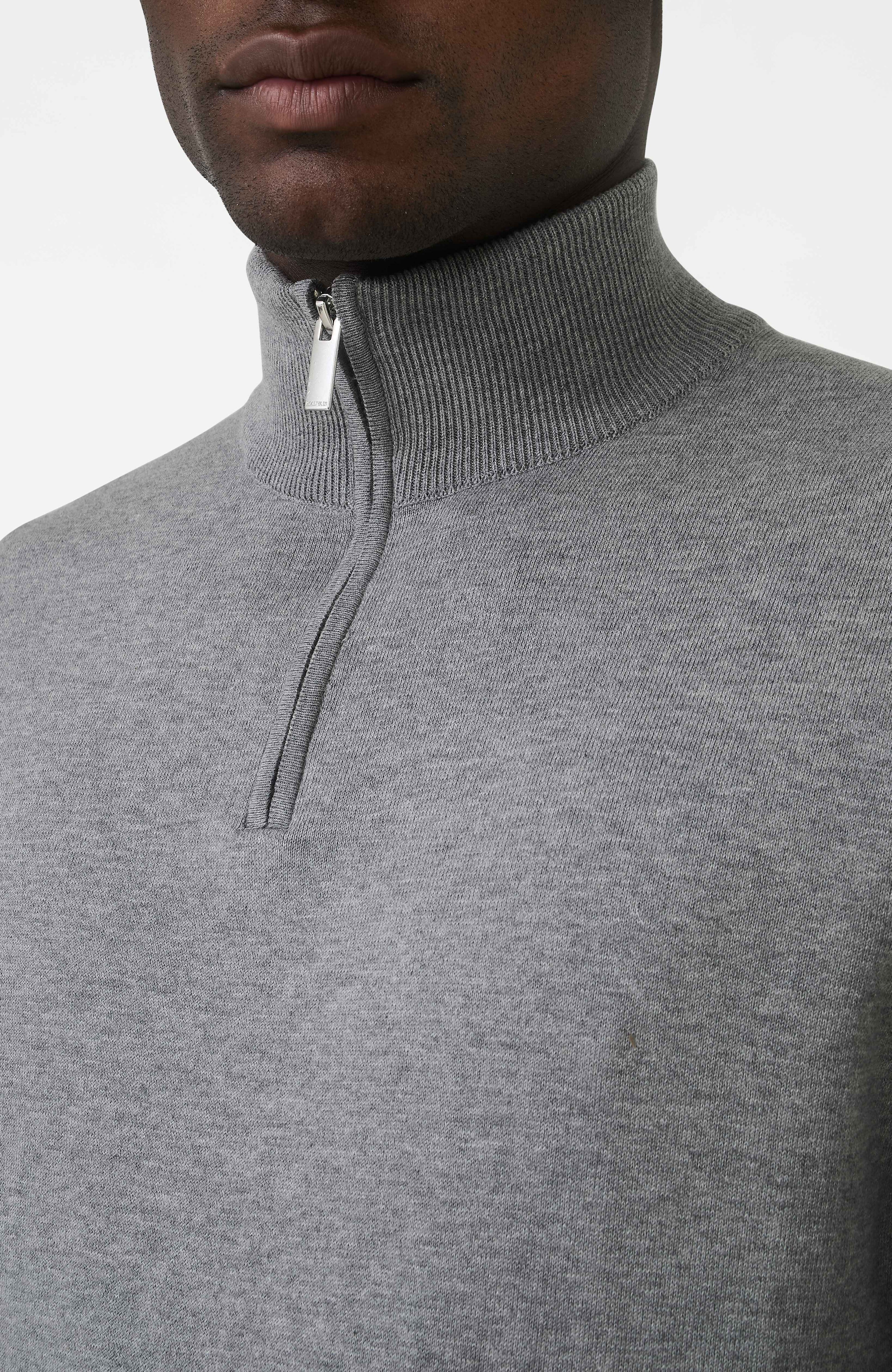 Canarsie Slim Knit Zip Jumper in Grey
