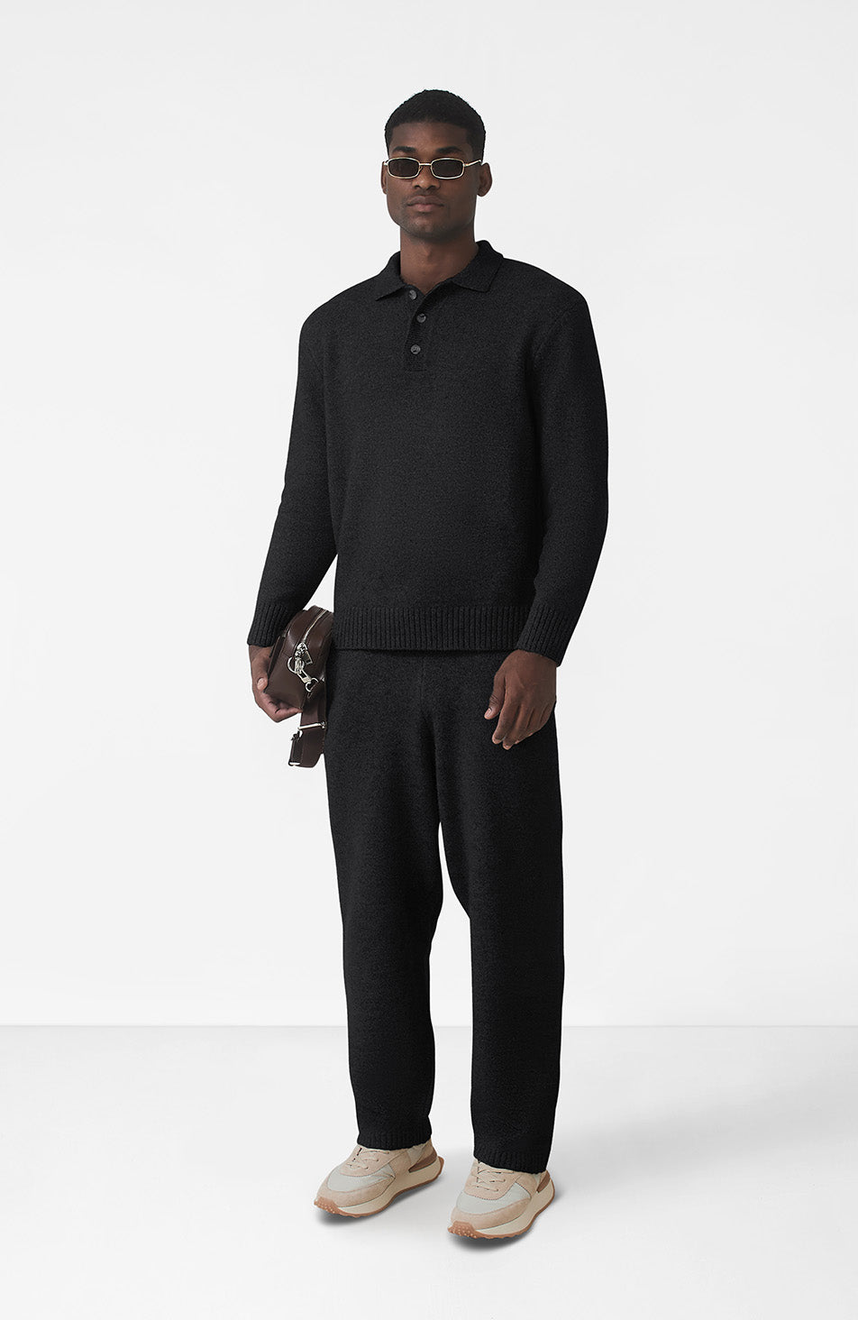 Montreux Knit Button Up Jumper in Black