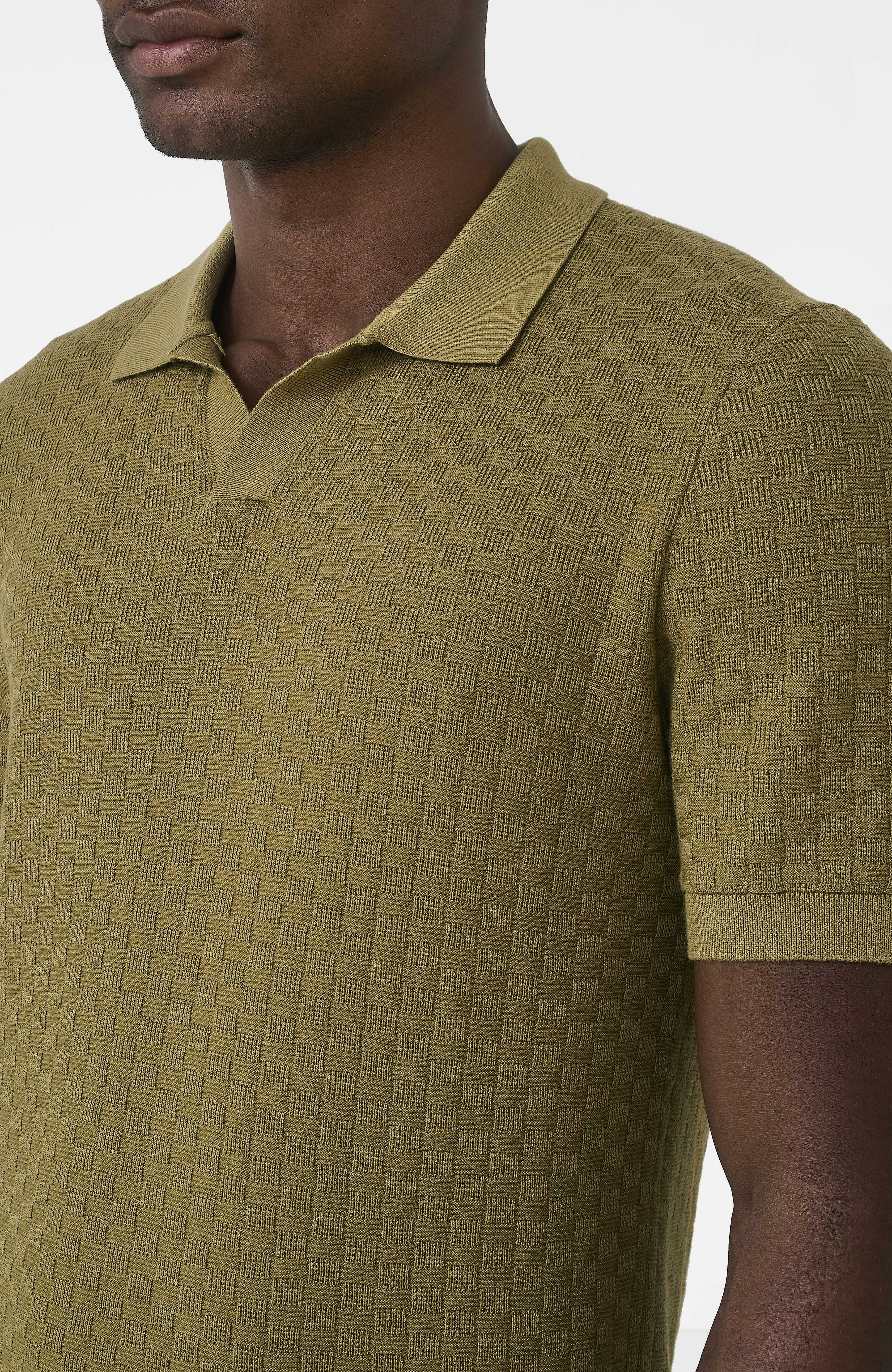 Nerano Slim Knit Polo in Olive