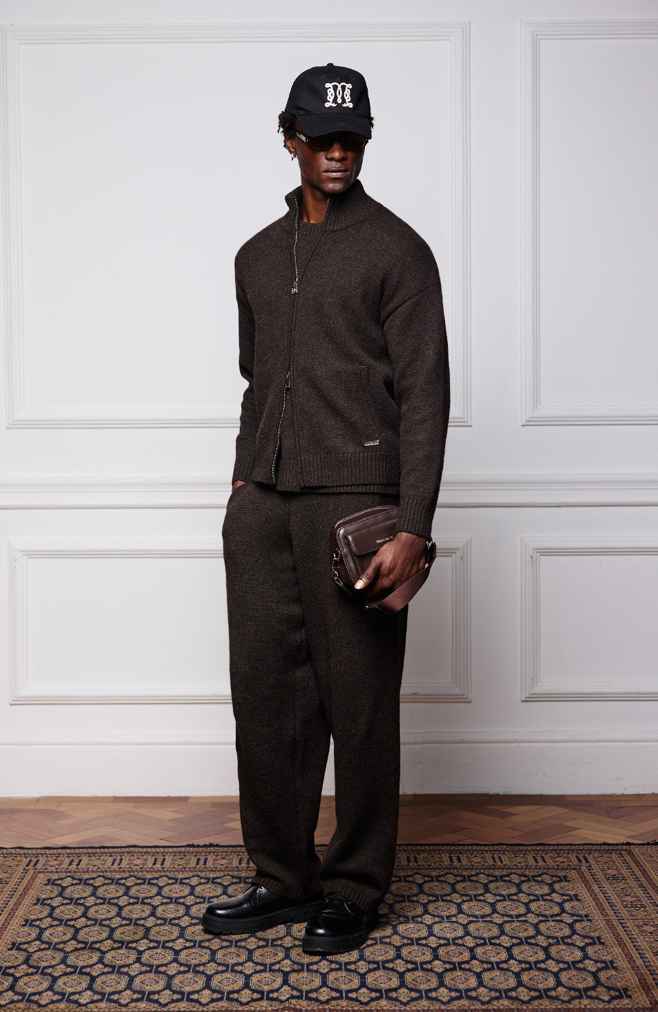 Monogram Montreux Knit Zip-Up Jacket in Brown