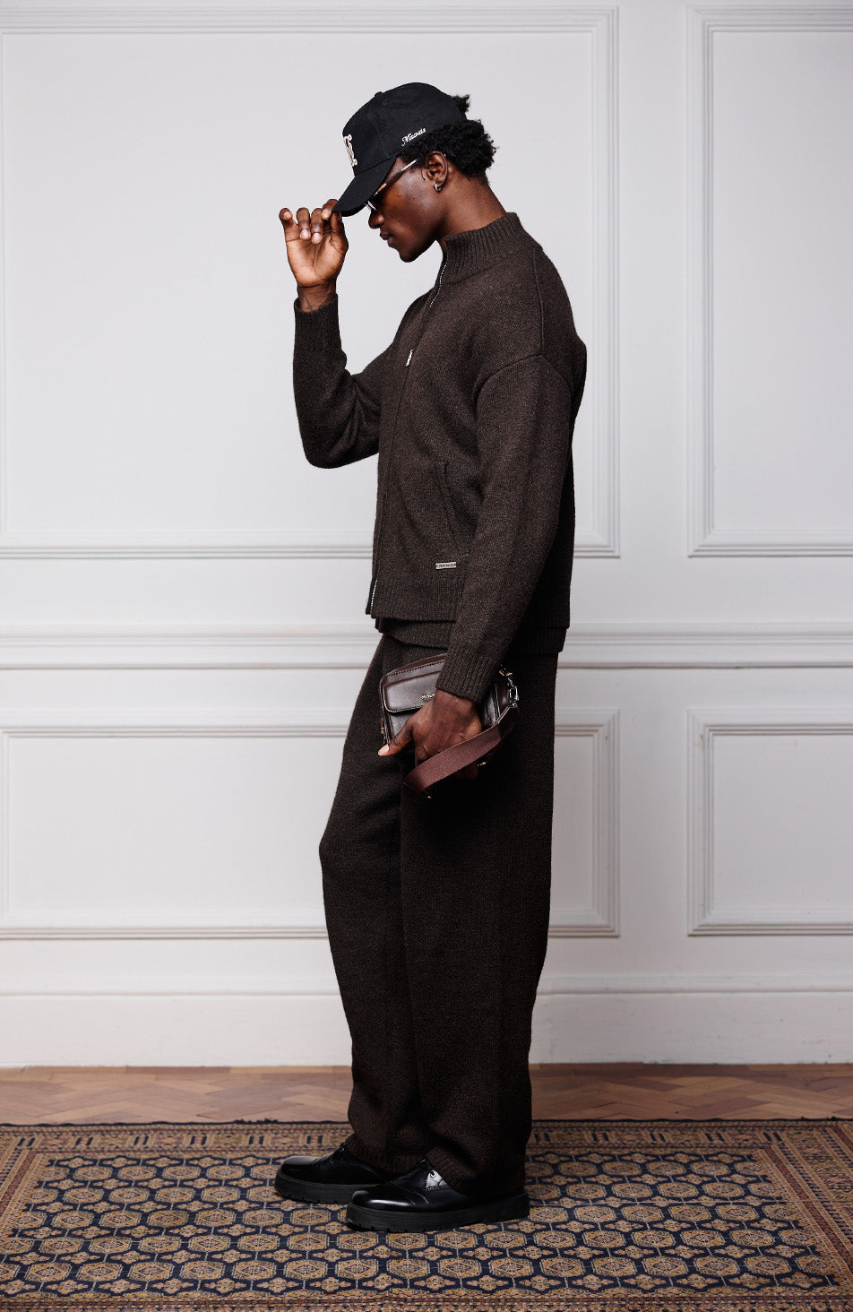 Monogram Montreux Knit Zip-Up Jacket in Brown