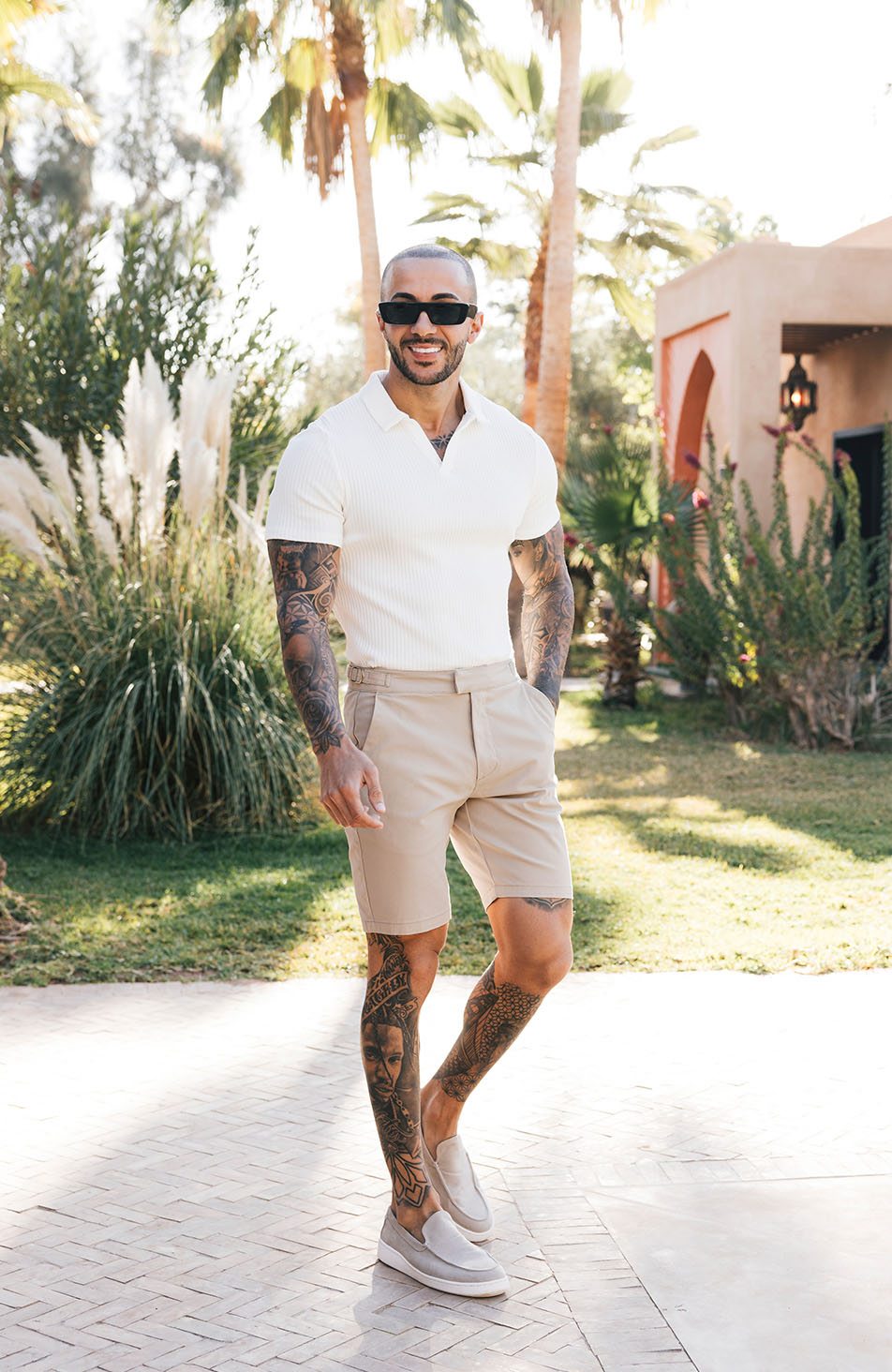 Beaufort Stretch Chino Shorts in Beige